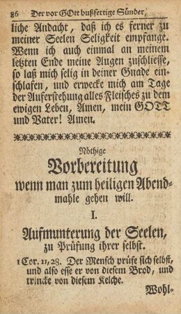 I. Aufmunterung der Seelen, zu Prüfung ihrer selbst.