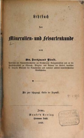 Lehrbuch der Mineralien- und Felsartenkunde