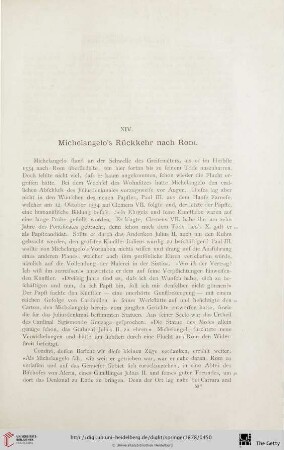 XIV. Michelangelo's Rueckkehr nach Rom