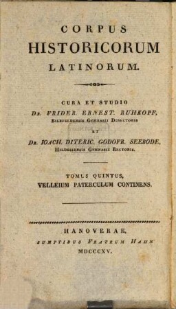 C. Velleii Paterculi Historiae Romanae libri duo