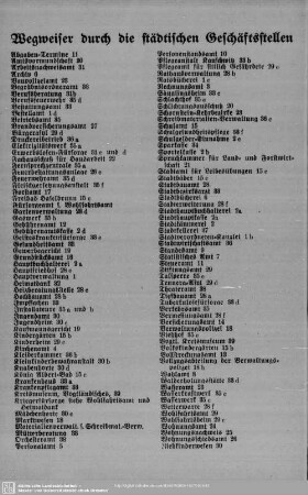 Wegweiser durch die städtischen Geschäftsstellen