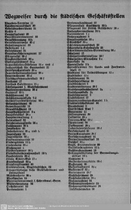 Wegweiser durch die städtischen Geschäftsstellen