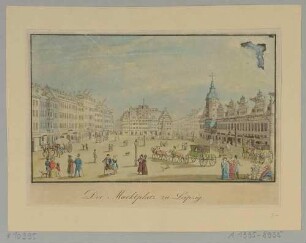 Der Markt in Leipzig von Süden, rechts das Alte Rathaus