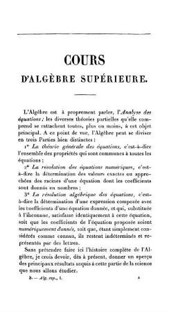 Cours d´algèbre supérieure.