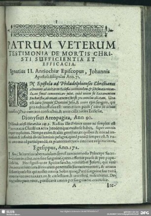 Patrum Veterum Testimonia De Mortis Christi Sufficientia Et Efficacia