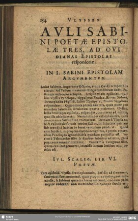 Auli Sabini Poetae Epistolae Tres, Ad Ovidianas Epistolas responsoriae