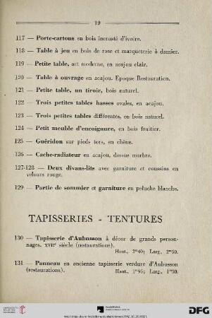 Tapisseries – Teintures (Nr. 130-133)