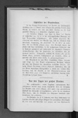 Lichtbilder der Brandruinen.