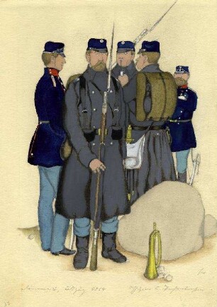 Uniformbild, Infanteristen der dänischen Armee (1864)