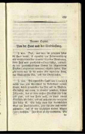 Neuntes Capitel. Von der Haut und der Ausdünstung.