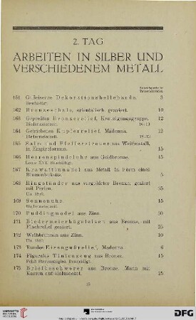 Arbeiten in Silber und verschiedenem Metall (Nr. 161-223)
