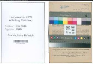 Entnazifizierung Hans Heinrich Brands , geb. 01.01.1911 (Schneider)