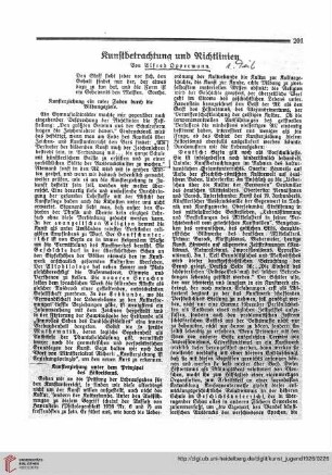 N.F. 6.1926 S. 201-202: Kunstbetrachtung und Richtlinien, [1]