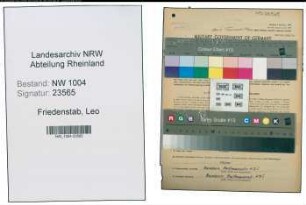 Entnazifizierung Leo Friedenstab , geb. 08.12.1909 (Techn.Angestellter)