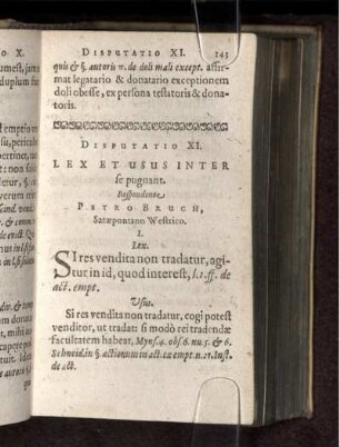 Disputatio XI. Lex Et Usus Inter se pugnant