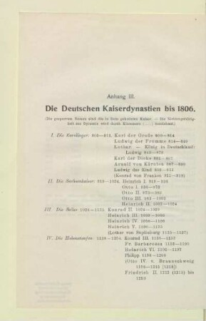 Die Deutschen Kaiserdynastien bis 1806
