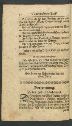 Vorbereitung/ Zu des Herrn Nachtmahl