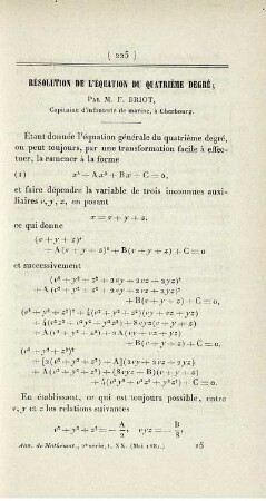 Résolution de l'équation du quatrième degré.