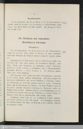 III. Maschinen und Instrumente. Metallwaaren überhaupt