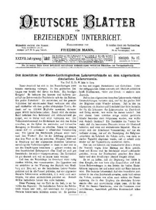 Der Anschluss der Elsass-Lothringischen Lehrerverbände an den allgemeinen deutschen Lehrerverein