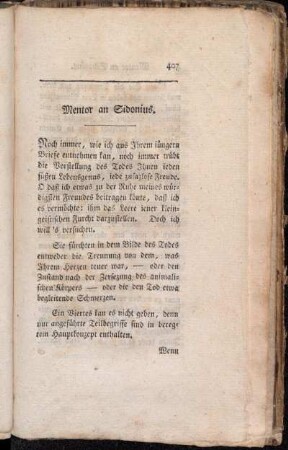 Mentor an Sidonius.