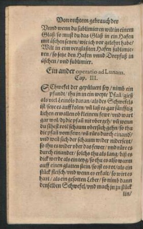 Ein ander operatio ad Lunam. Cap. III.