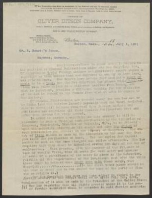 Brief an B. Schott's Söhne : 01.07.1891