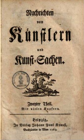 Nachrichten von Künstlern und Kunst-Sachen, 2
