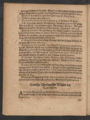 Teutsche Theologische Bücher der Catholischen.