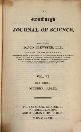 The Edinburgh journal of science. 6. 1832