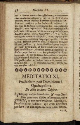Meditatio XI. Pro Sabbato post Dominicam I. Quadragesimæ. - Meditatio XII. Pro Dominica II. Quadragesimæ.