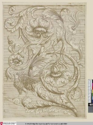 [Rankenornament mit Vogel und Schnecke]