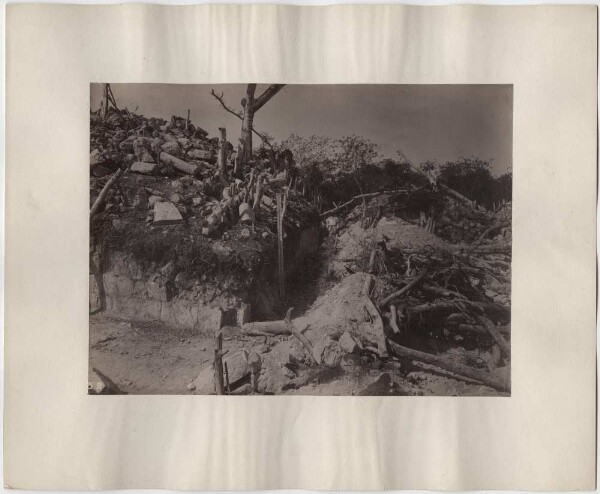 "Mound 6 detail: NE corner and Mound 5: view to W 20°S."