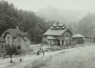 Hochwasserkatastrophe, zerstörte Bahnanlagen, Glashütte, Müglitztal