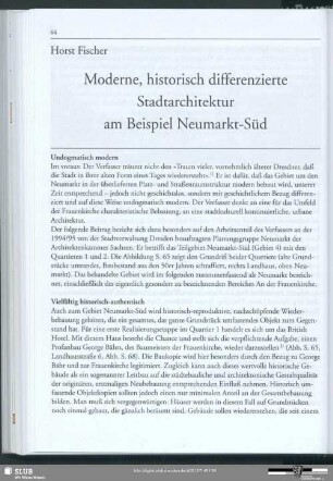 Moderne, historisch differenzeirte Stadtarchitektur am Beispiel Neumarkt-Süd
