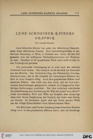 Lene Schneider-Kainers Graphik
