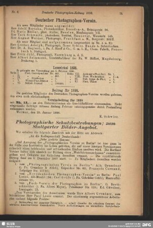 Photographische Schutzbestrebungen; zum Stuttgarter Bilder-Angebot
