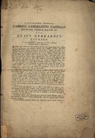 Epistola Gabrieli Lancilotto Castello principi