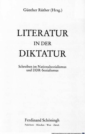 Literatur in der Diktatur : Schreiben im Nationalsozialismus und DDR-Sozialismus