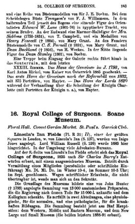 16. Royal College of Surgeons. Soane Museum Lincoln's Inn Fields 183. #Covent Garden Market. St. Paul's-Kirche. Garrick Club 186.