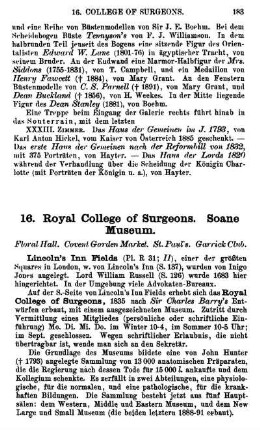 16. Royal College of Surgeons. Soane Museum Lincoln's Inn Fields 183. #Covent Garden Market. St. Paul's-Kirche. Garrick Club 186.