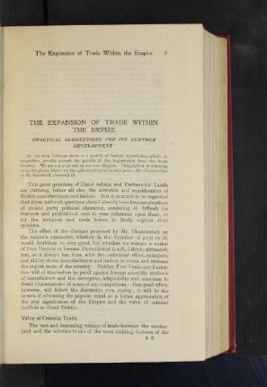 The Expansion of Trade Within the Empire. Practical Suggestions for its Further Development.
