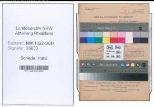 Entnazifizierung Hans Schade , geb. 08.08.1902 (Verwaltungsangestellter)