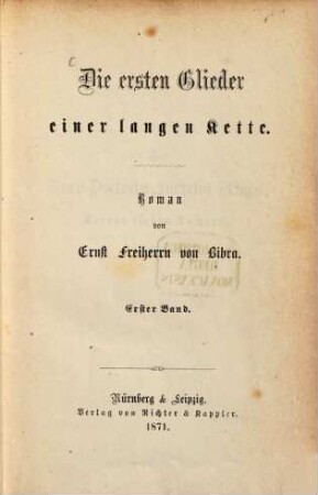 Die ersten Glieder einer langen Kette : Roman, 1