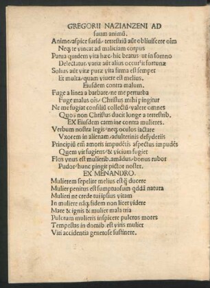 Gregorii Nazianzeni Ad suum animu[m].