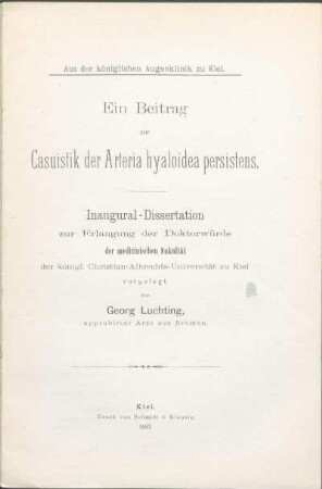 Ein Beitrag zur Casuistik der Arteria hyaloidea persistens