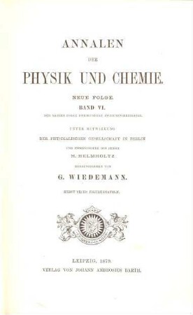 Annalen der Physik. 242 = N.F., Bd. 6. 1879