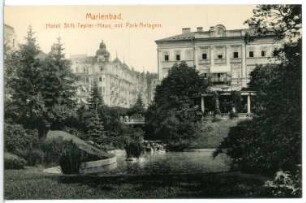 Marienbad. Hotelstift Tepler-Haus mit Parkanlagen