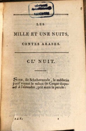 Les Mille Et Une Nuits : Contes Arabes, Tome Troisième