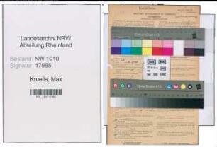 Entnazifizierung Max Kroells , geb. 03.07.1887 (Bahnmeister)